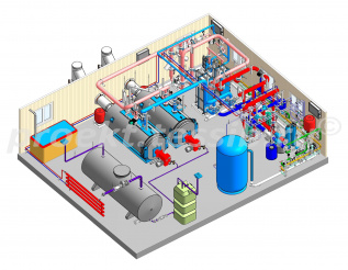 Автоматическая блочно-модульная газодизельная водогрейная котельная производительностью 2,4 МВт, г. Кемерово, жилой район «Лесная поляна»